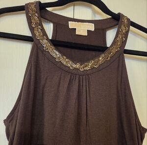 Michael Kors Chocolate Beaded Tank Top